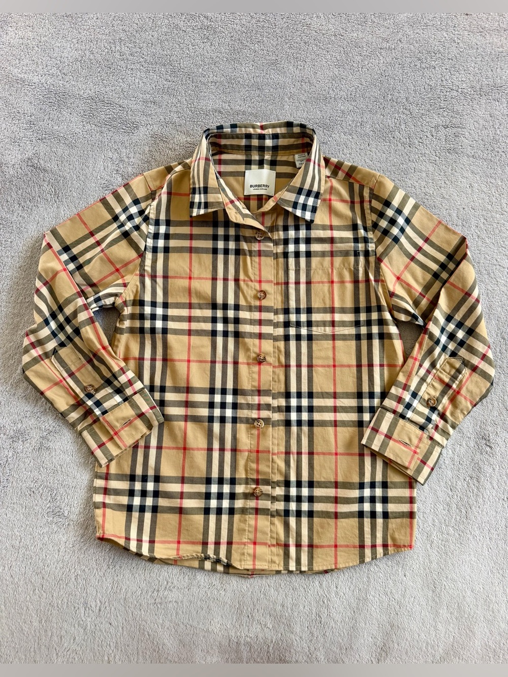 Burberry Classic Beige Check Long-Sleeve Shirt Size 6